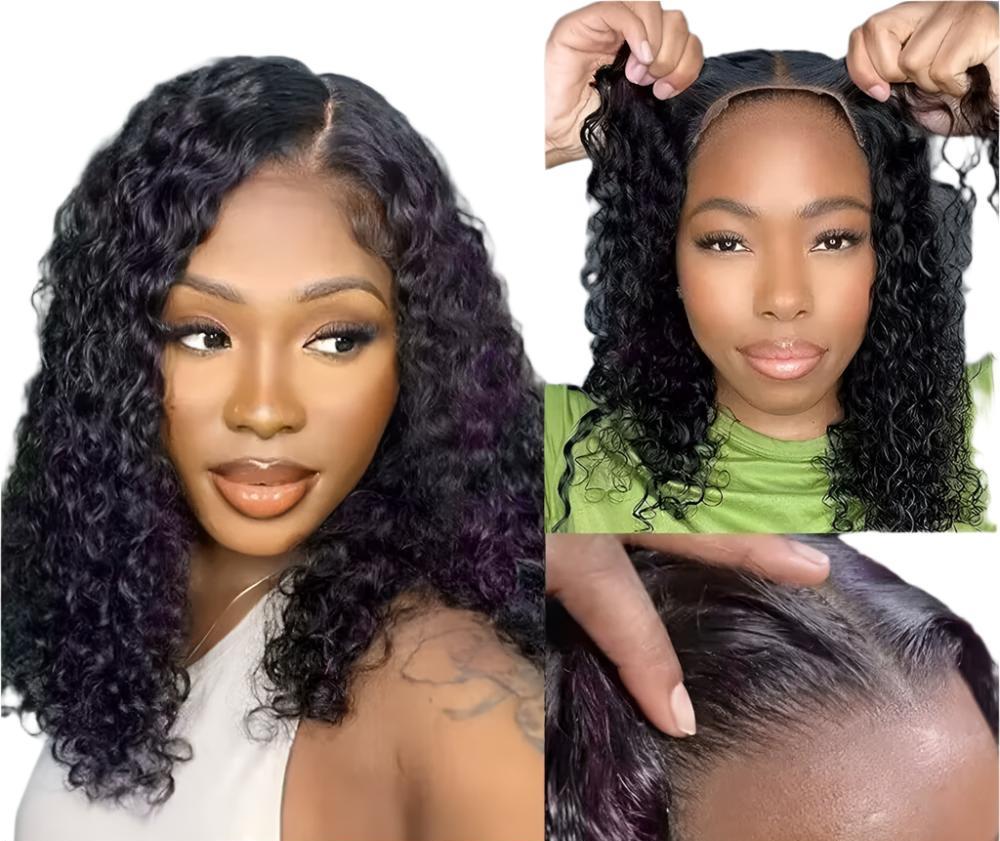 Glueless Curly Bob Human Hair Wigs Ready to Wear 5X1 7X5 Lace Closure Wig Brazilian 13X4 Deep Water Wave Frontal Wig Pre Cut Wig