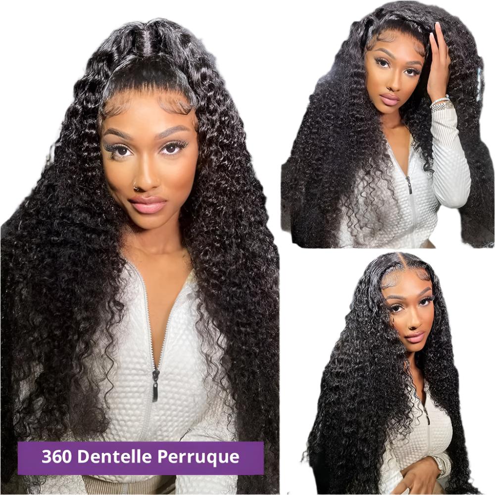 360 Full Lace Frontal Human Hair Wigs Brazilian 13X4 HD Lace Deep Wave Woman Wig 100% Human Hair Curly Wig 3 Day Delivery France