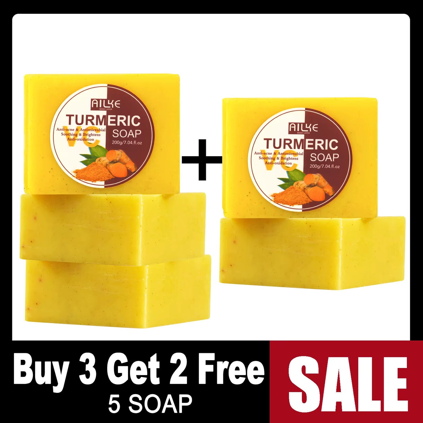 Organic Turmeric Soap Bar, Whiten, Reduce Acne, Pimples, Blackheads, Brightening, Clean Skin, Even Skin Tone