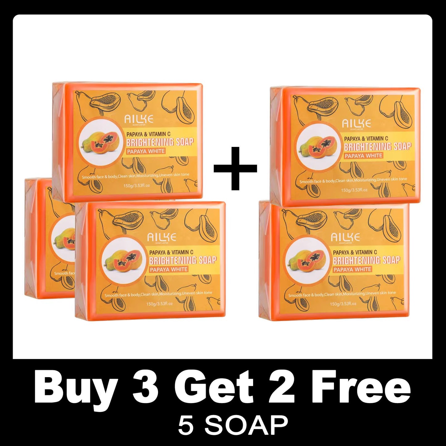 Skin Brightening Soap -Organic Papaya Soap for Radiant Skin, Clean Stains, Improves Dull Skin, Face & Body & Hands