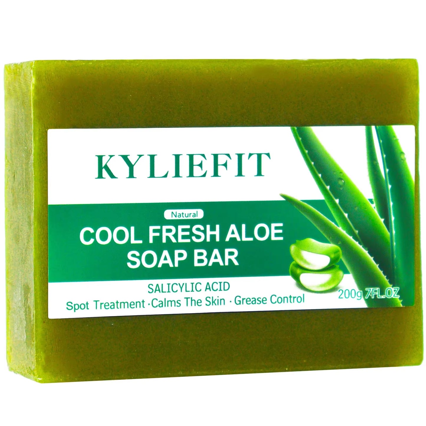 KYLIEFIT Cool Fresh Aloe Soap Bar, Reduce Acne and Black Spots, Clean Skin, Oil Control, Exfoliation, for Face and Body Use