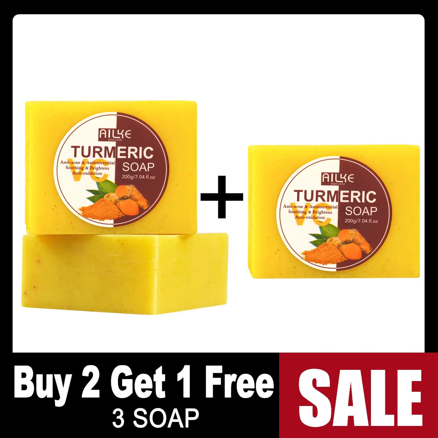 Organic Turmeric Soap Bar, Whiten, Reduce Acne, Pimples, Blackheads, Brightening, Clean Skin, Even Skin Tone