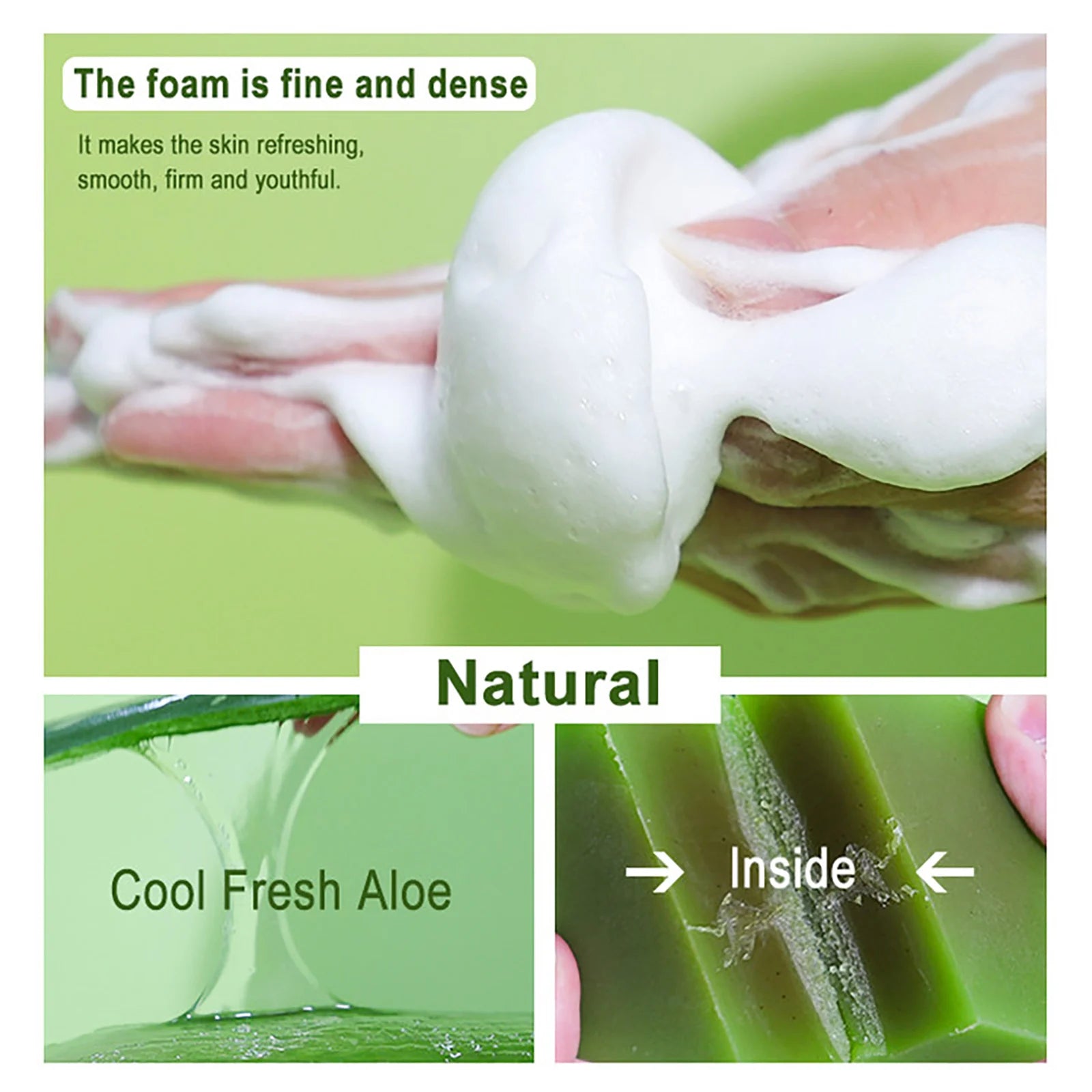 KYLIEFIT Cool Fresh Aloe Soap Bar, Reduce Acne and Black Spots, Clean Skin, Oil Control, Exfoliation, for Face and Body Use