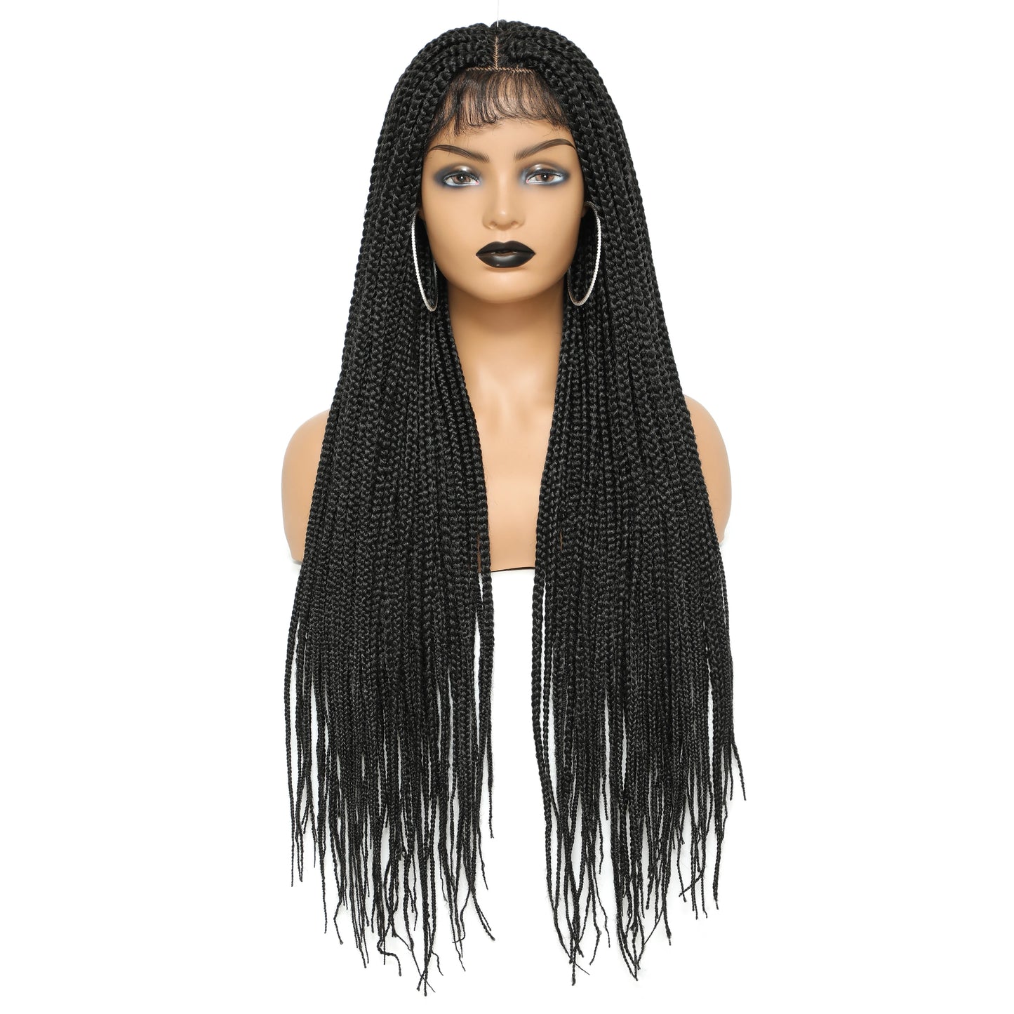 Long Ombre Box Braided 4X4 Lace Wigs with Baby Hair Twist Braids Lace Front Wigs for Black Women Synthetic Cosplay Wig 30 Inch