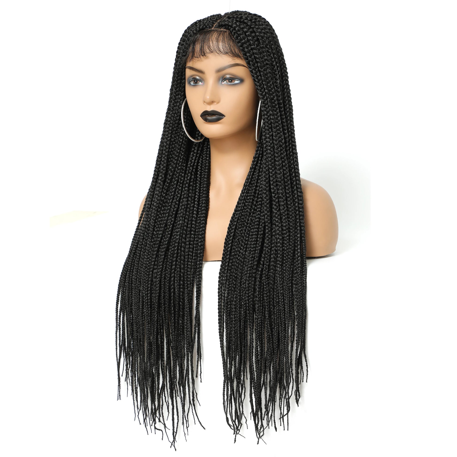 Long Ombre Box Braided 4X4 Lace Wigs with Baby Hair Twist Braids Lace Front Wigs for Black Women Synthetic Cosplay Wig 30 Inch