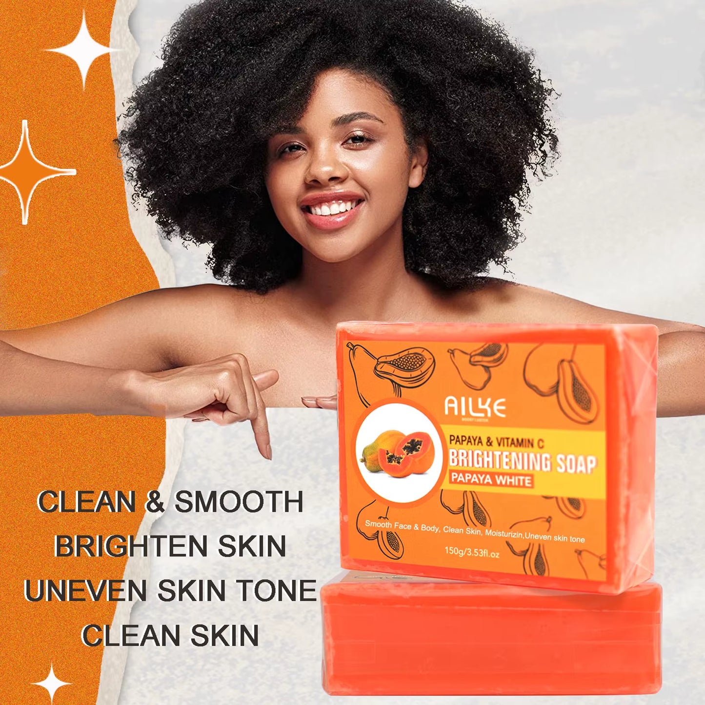 Skin Brightening Soap -Organic Papaya Soap for Radiant Skin, Clean Stains, Improves Dull Skin, Face & Body & Hands