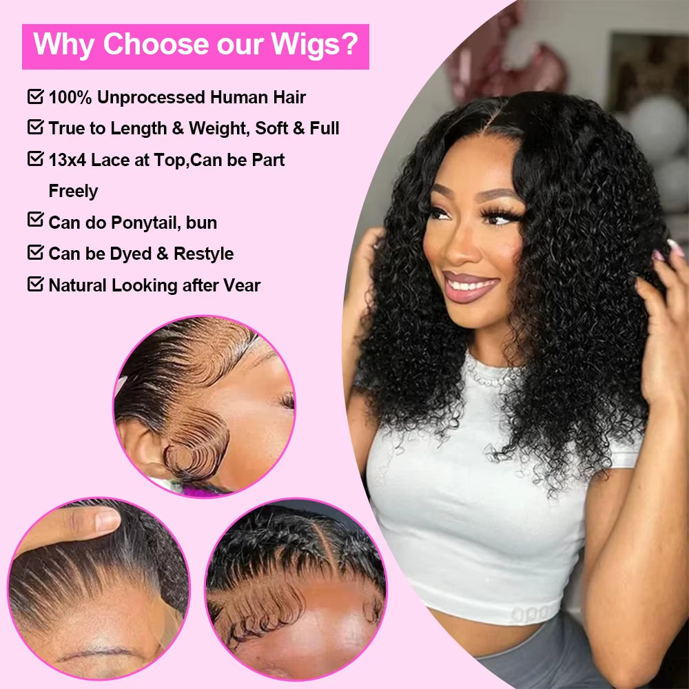 Glueless Curly Bob Human Hair Wigs Ready to Wear 5X1 7X5 Lace Closure Wig Brazilian 13X4 Deep Water Wave Frontal Wig Pre Cut Wig